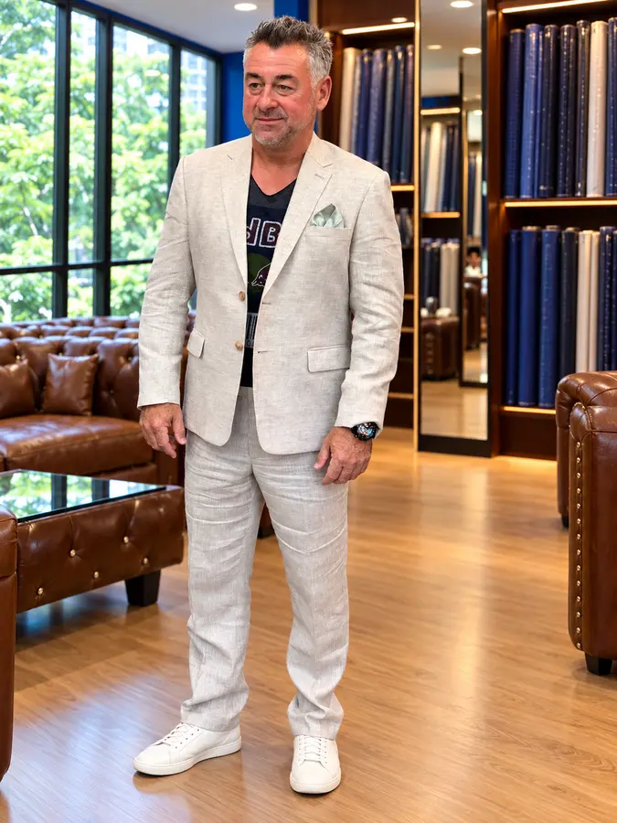 Light-grey textured tailoring from the Sawasdee customer style collection
