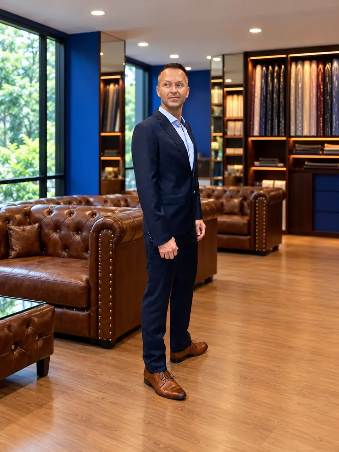 Classic navy tailoring from the Sawasdee customer style collection