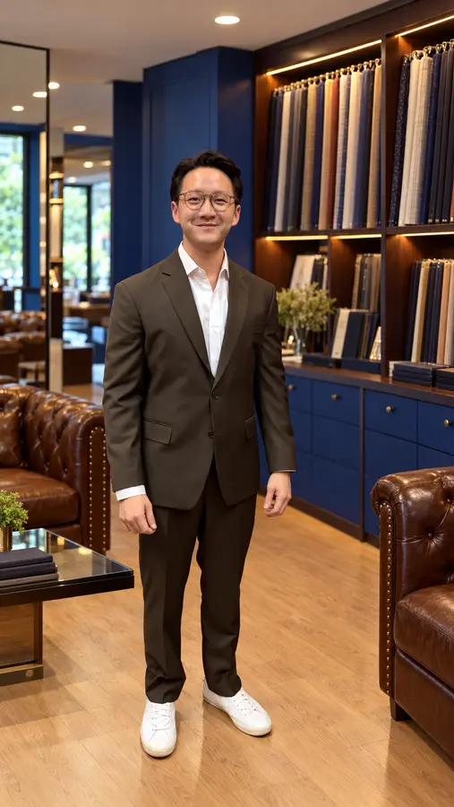 Brown tailored suit with casual styling from the Sawasdee customer style collection