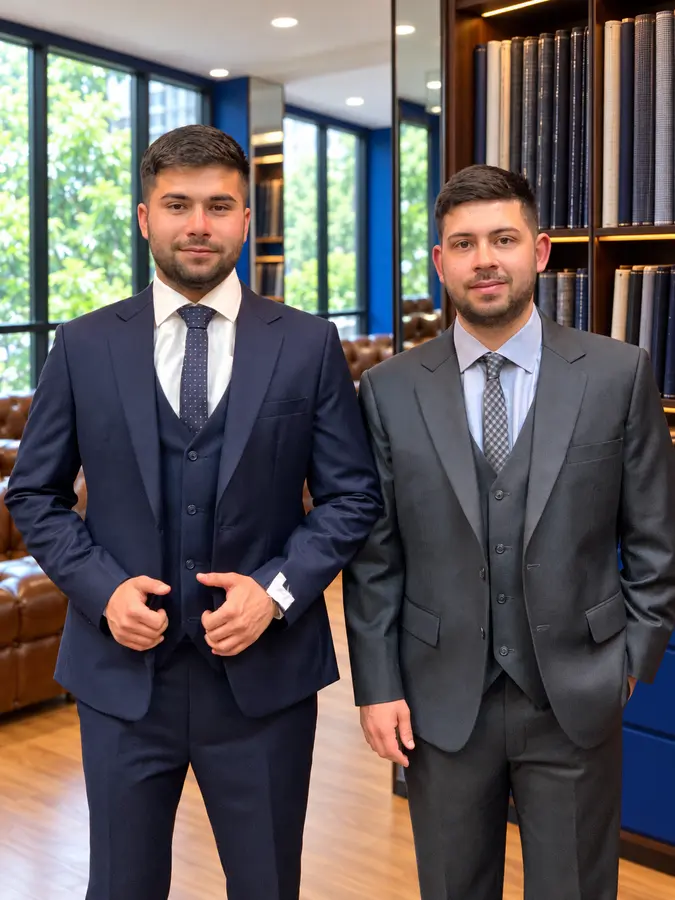 Two formal tailored suits from the Sawasdee customer style collection