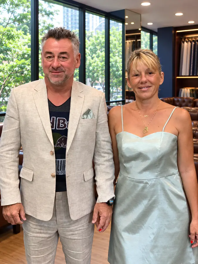 Light tailoring and pale-blue occasionwear from the Sawasdee customer style collection